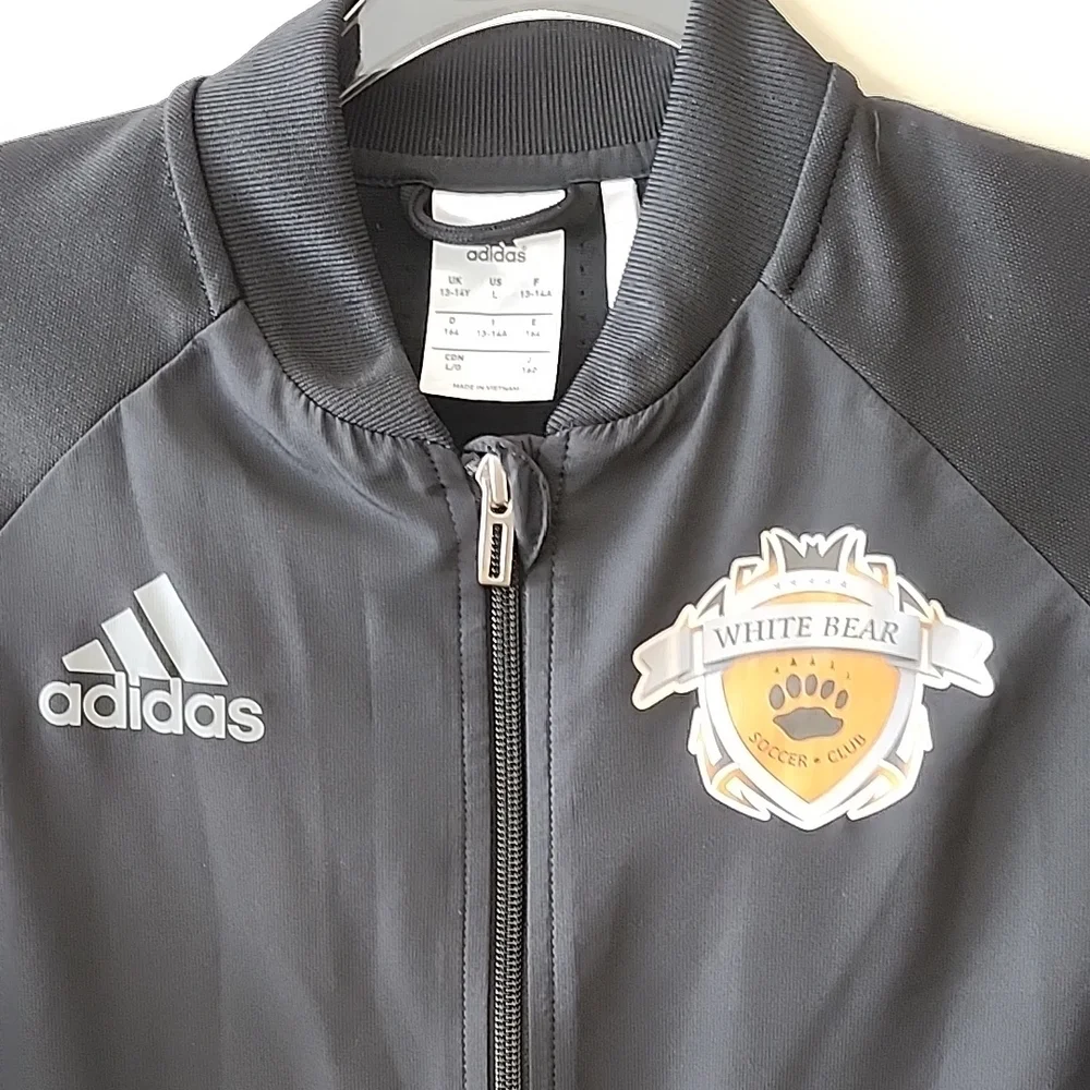 Adidas Black and Gray Track Jacket with Emblem